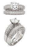 Sterling Silver Engagement or Wedding Band Ring Set with a 6mm Brilliant Round White Clear CZ Cubic Zirconia Boxed (Size 6,7,8,9)
