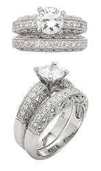 Sterling Silver Engagement or Wedding Band Ring Set with a 6mm Brilliant Round White Clear CZ Cubic Zirconia Boxed(Sizes 6,7,8,9)