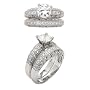 Sterling Silver Engagement or Wedding Band Ring Set with a 6mm Brilliant Round White Clear CZ Cubic Zirconia Boxed (Size 6,7,8,9)