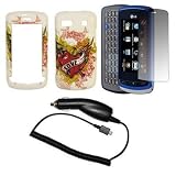 White Love Tattoo Design Snap-On Cover Hard Case Cell Phone Protector + LCD Screen Protector + Rapid Car Charger for LG Xenon GR500
