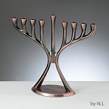 Rite-Lite Judaica Chrome-Plated Aluminum Modern Menorah, Antique Copper Finish