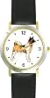 Akita Dog - WATCHBUDDY&reg; DELUXE TWO-TONE THEME WATCH - Arabic Numbers - Black Leather Strap-Women's Size-Small