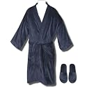 Stafford Heavyweight velour robe with free slipper set for men