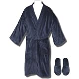 Stafford Heavyweight velour robe with free slipper set for men