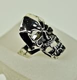 Death Skull Ring Black Metal Dark Jewelry Gothic Vampire Cosplay Adjustable Size