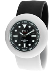 TKO ORLOGI Womens TK589-BWB Black and White Rubber Slap Watch