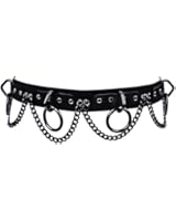 Black Chain With 1-1/2" O-Rings Belt Real Leather 1-3/4" Wide