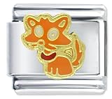 Orange Cat Sitting Animal Italian Charms Bracelet Link