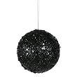 Fancy Black Glitter Drenched Christmas Ball Ornament 3" (80mm)