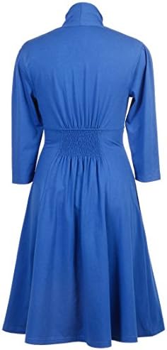 eShakti Women's Bib front cotton jersey knit dress 4X-28W Short Royal blue