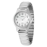 Carriage by Timex Women's C3C374 Silver Tone Round Case White Dial Silver Tone Expansion Band Watch