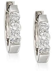 1.00 ct Ladys Round Cut Diamond Hoop Earrings in 14 karat White Gold