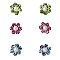Kids? Sterling Silver Crystal Flower ? Earring Set - Pink, Blue, Green