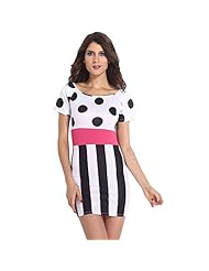 Polyester Vertical Stripe Polka Dot Print Party Dress/Mini Dress 
