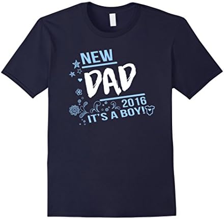 Men's New Dad It's A Boy 2016 New Baby Announcement T-Shirt  Large Navy