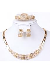 Fashion Jewelry Set Women 18k Gold Plated Necklace Bracelet Earrings Gift Set by Preciastore