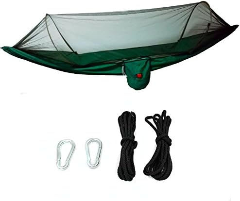 C-CARAVAN Portable High Strength 70D Nylon Taffeta Jungle Camping Hammock Hanging Bed With Mosquito Net Sleeping Tent Load 441 pounds in Olive