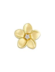 Plumeria Pendant with Diamond in 14K Yellow Gold - 20mm