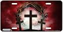 Three Cross Crown of Thorns-Jesus Christian Art-Front Novelty License Plate Car Auto Tag by Jason Fetko from Airstrike