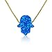 Blue Opal Hamsa Hand Necklace - 15 to 22 Inch