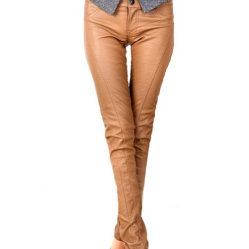 Vobaga Women Fashion Slim Fit PU Leather Pencil Pants Trousers