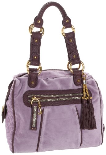 Juicy Couture Fashion Velour Rue Satchel,Damson,one size