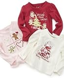 Greendog Baby Girl Long Sleeve Christmas Tees