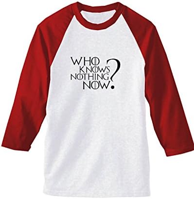 Game Of Thrones Jon Snow 3/4 Sleeve Baseball Tshirt Raglan Jersey Shirt White / Red 3X-Large