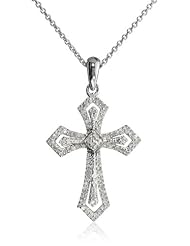 Sterling Silver Diamond Cross Pendant Necklace (1/4 cttw, I-J Color, I2-I3 Clarity), 18"