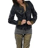 Converse by John Varvatos - Women's Military Leather Jacket (Faded Teal) by Hunting Clothing