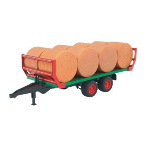 Childrens Toyshop  Toys : Bruder 02220 Bale Transport Trailer with 8 round bales