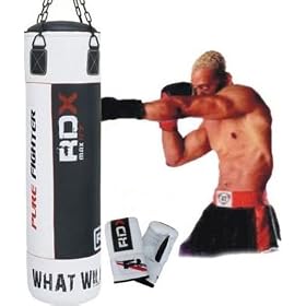 RDX Heavy Rex Leather Professional Filled Punch Bag 4FT/5FT + Boxing Gloves