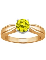 1.10 Ct Round Canary SI1/SI2 Diamond 18K Yellow Gold Ring