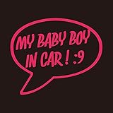 My baby boy in car カッティングステッカー ショッキングピンク 濃桃