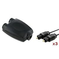 eForCity 3pk Toslink Optical 6FT Cable + Splitter Adapter Bundle