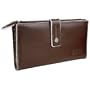 Women's Tab Clutch Leather Checkbook Wallet: Brown