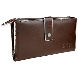Buy Ladies Tab Clutch Leather Checkbook Wallet: Brown by Kenneth Cole