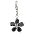 Quiges Charms Anh�nger Versilbert Blumchen Schwarz f�r Bettelarmband