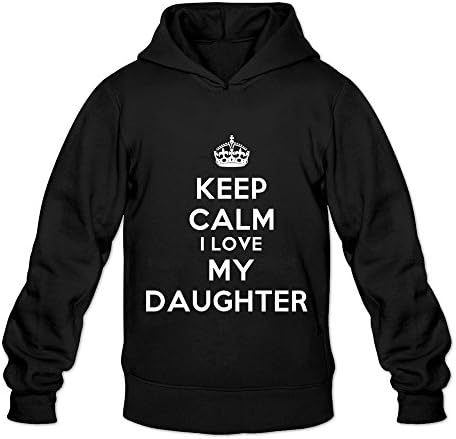 LINEINKE Keep Calm And I Love My Daughter Sweatshirt Hoodie For Men Black