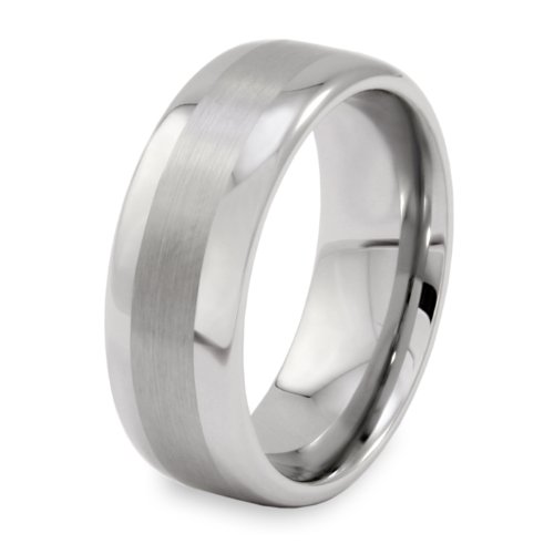 Domed Brushed and Polished Tungsten Carbide Ring (8.0mm) - Sizes 6 - 13