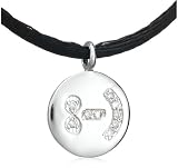 14k White Gold 8-) Diamond Eye-Rolling Emoticon Disk Necklace (.05 cttw), 17