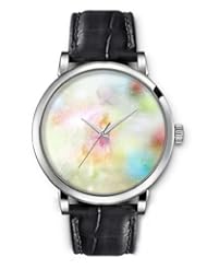 SPRAWL Aanalog Fashion Series Silver Ladies Watches of Genuine Black Leather Strap,Unique Wrist Watch for Women Girls Designed with Colored spots