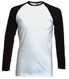 Long sleeve baseball t-shirt Black and White Large (41 - 43 inch chest)