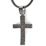 Sterling Silver Black Diamond Micro Pave Mens Hip Hop Style Religious Cross Pendant Necklace (2.00 CT, Black Color, Opaque Clarity) FREE CHAIN