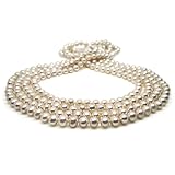 HinsonGayle Glamour Collection Handpicked Ultra-Luster 7.0-7.5mm White Cultured Pearl Rope Necklace (82 Inches)