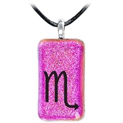 Holly Lynn Pink Scorpio Zodiac Dichroic Glass Necklace