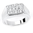 Eye-Catching Solid Sterling Silver Cubic Zirconia Rhodium Plated Men's Ring