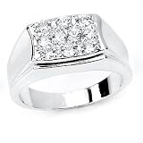 Eye-Catching Solid Sterling Silver Cubic Zirconia Rhodium Plated Men's Ring