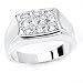 Eye-Catching Solid Sterling Silver Cubic Zirconia Rhodium Plated Men's Ring