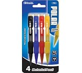 BAZIC Polar Mini Mechanical Pencil with Grip, 0.7 mm, Assorted, 4 Per Pack